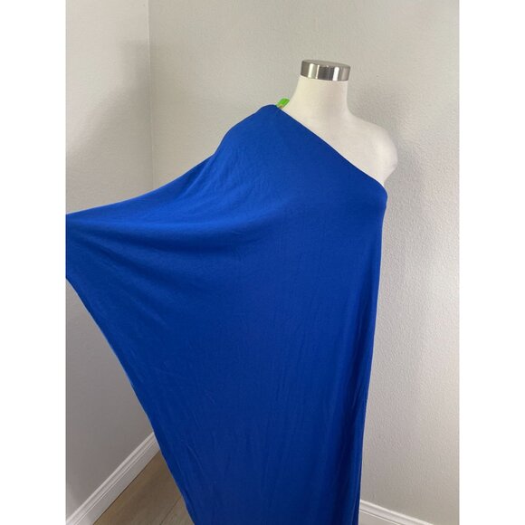 NEW Aakasha Womens Medium Blue One Shoulder Asymmetrical Maxi Dress - Picture 10 of 10